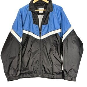 Vintage Lavon Windbreaker Jacket Mens L Blue Black White 1990s Colorblock Retro